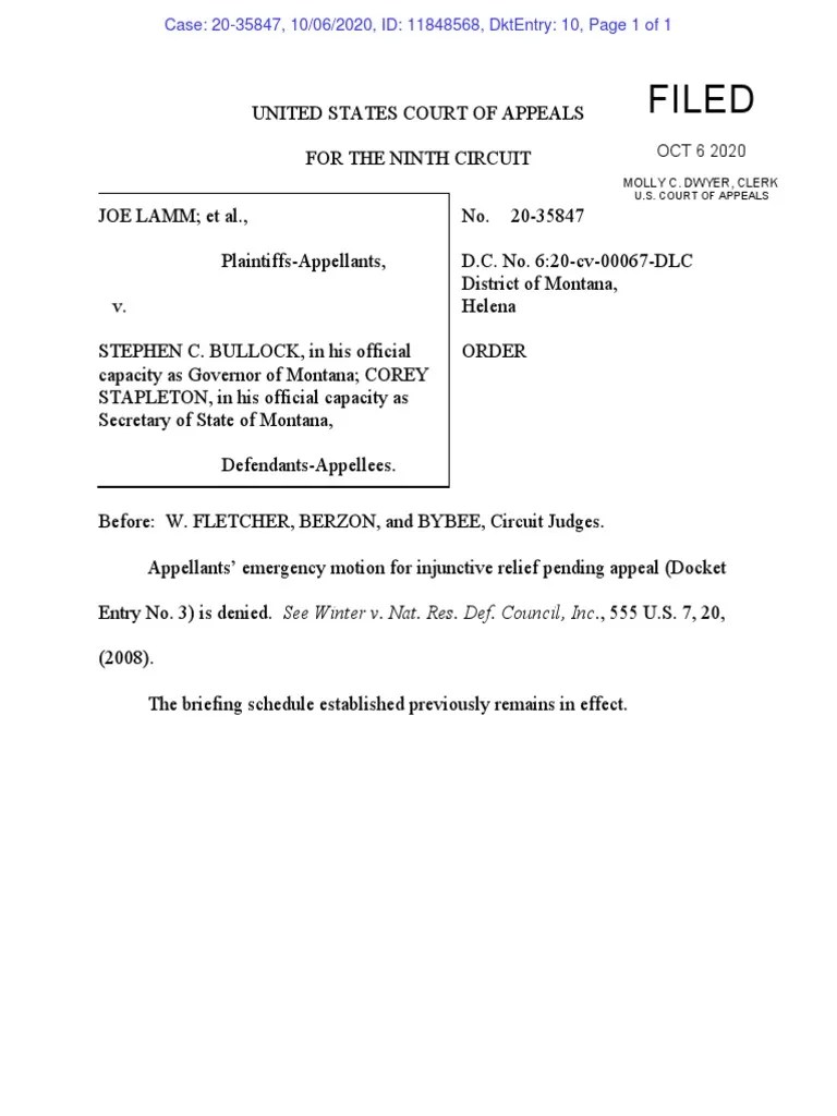 Ninth Circuit Injunction Denial PDF