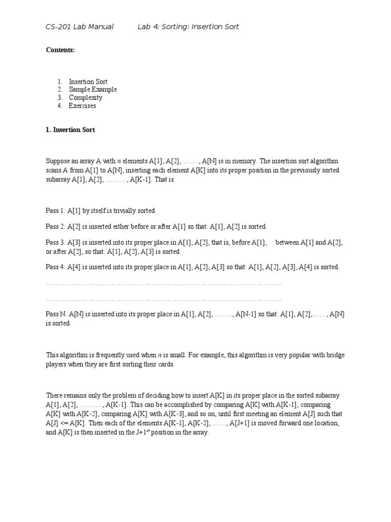 Algorithims Labmanual 4 Solve Array Data Structure Algorithms