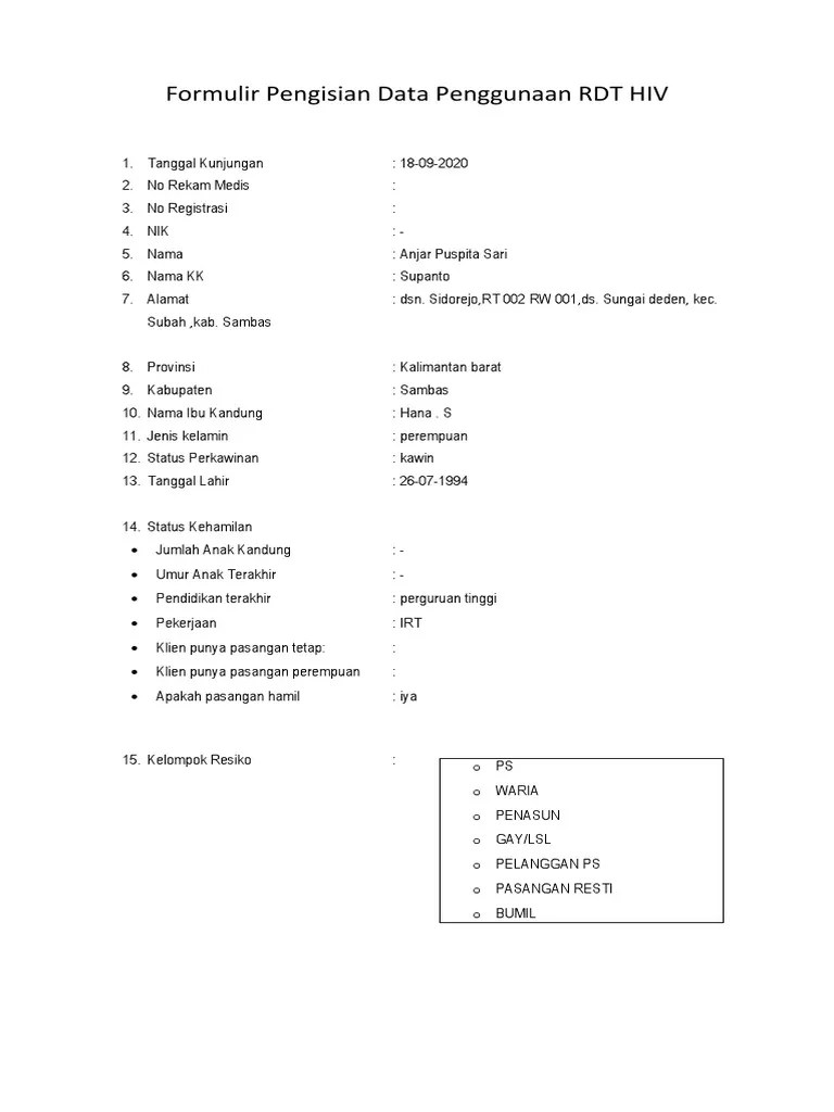 Profil Pasien Tes HIV di Puskesmas Sambas PDF