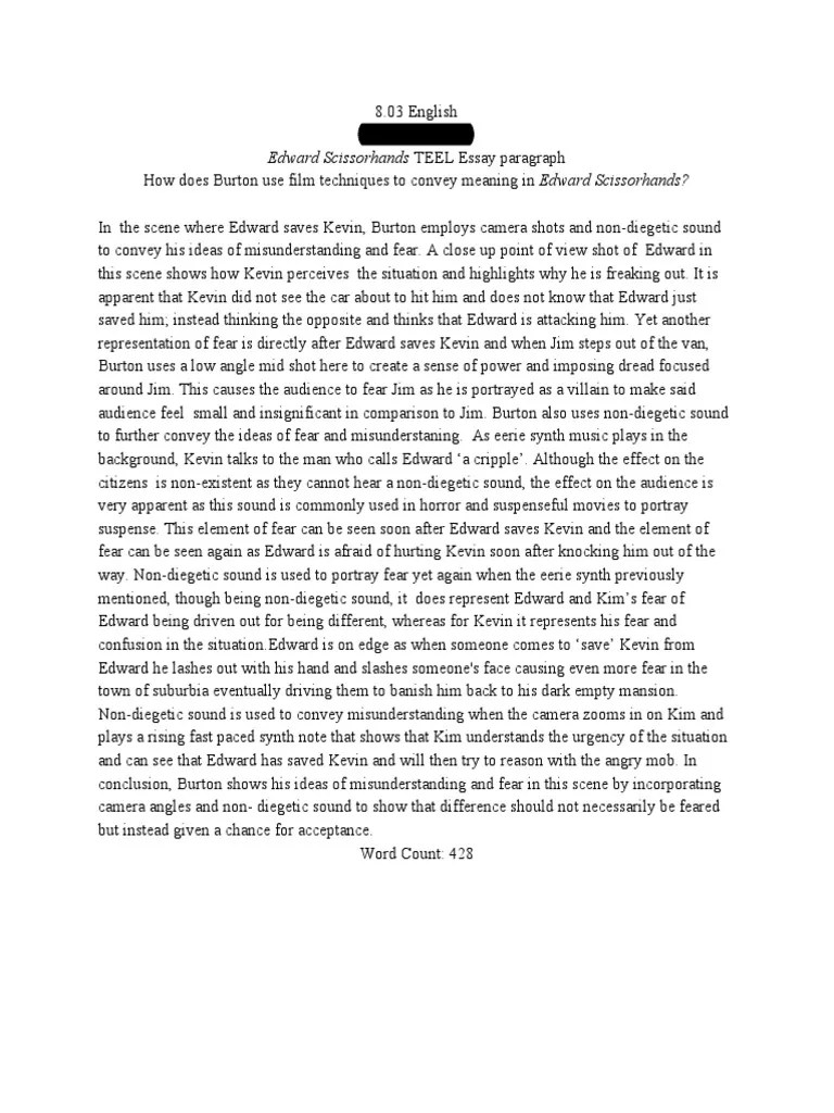 Thomas Wishart Edward Scissorhands Teel Paragraph PDF