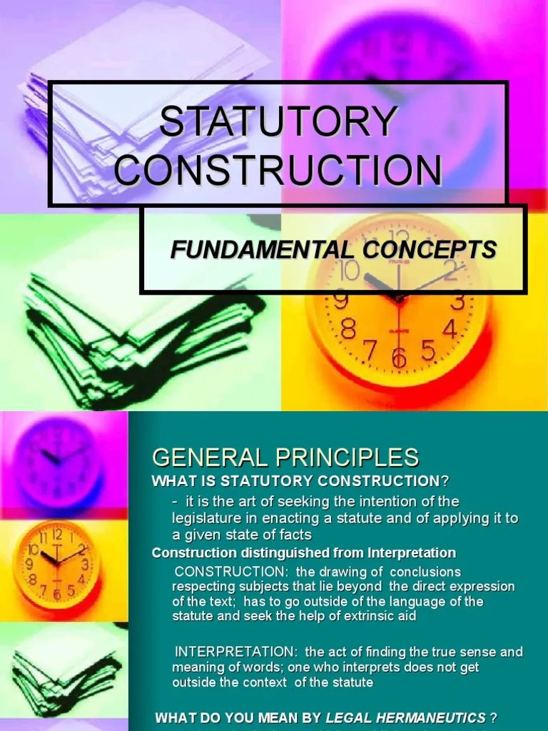 Statutory Construction Power Point PDF Statutory Interpretation