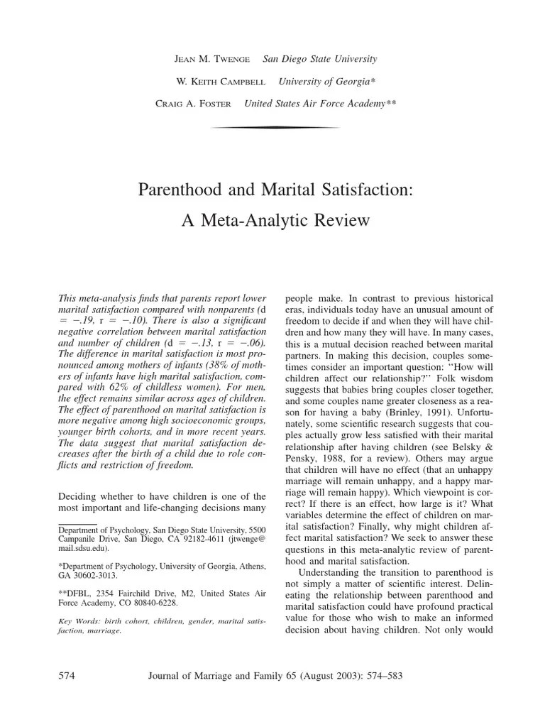 Twenge2003 Parenthood and Marital Satisfaction A Meta Analytic Review