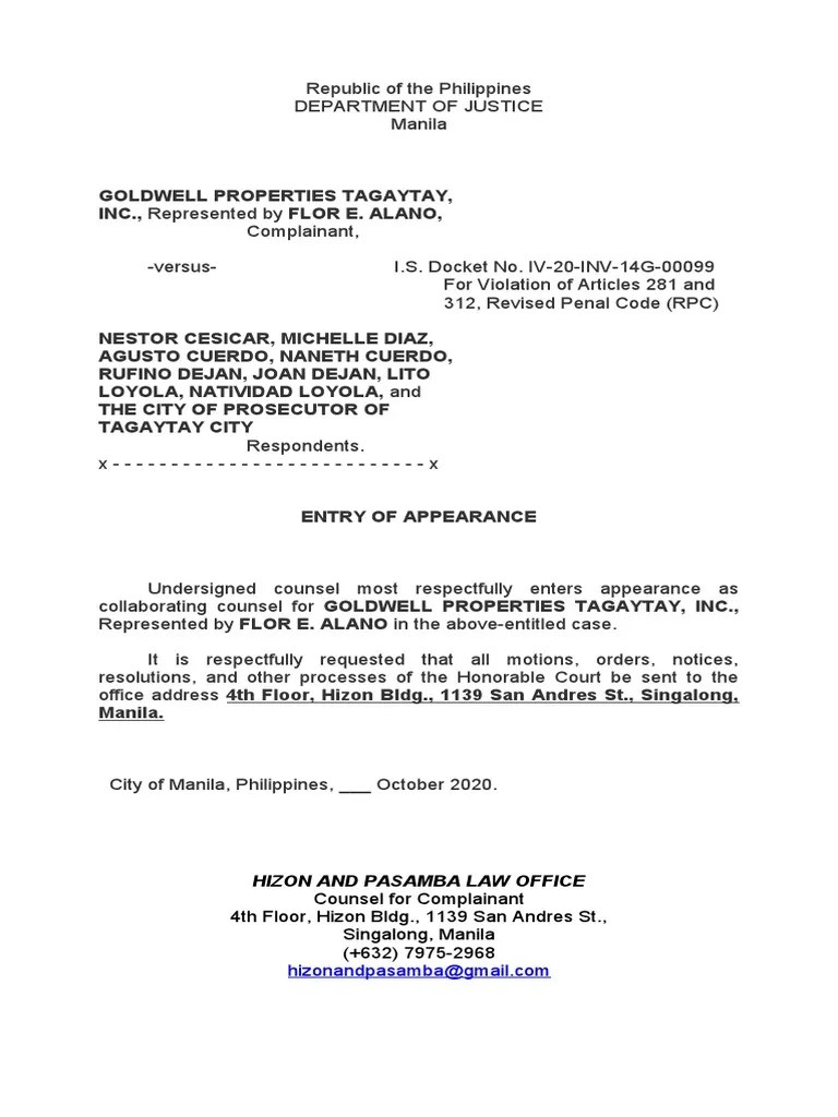 Notice of Entry of Appearance PDF