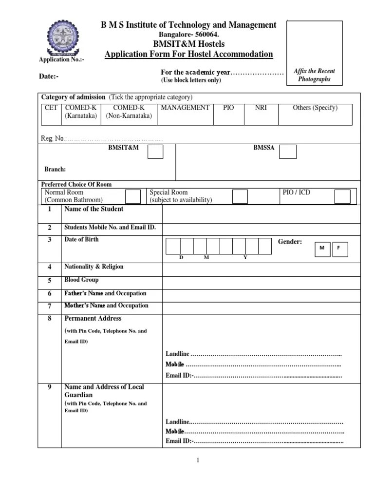 B M S Institute of Technology and Management BMSIT&M Hostels