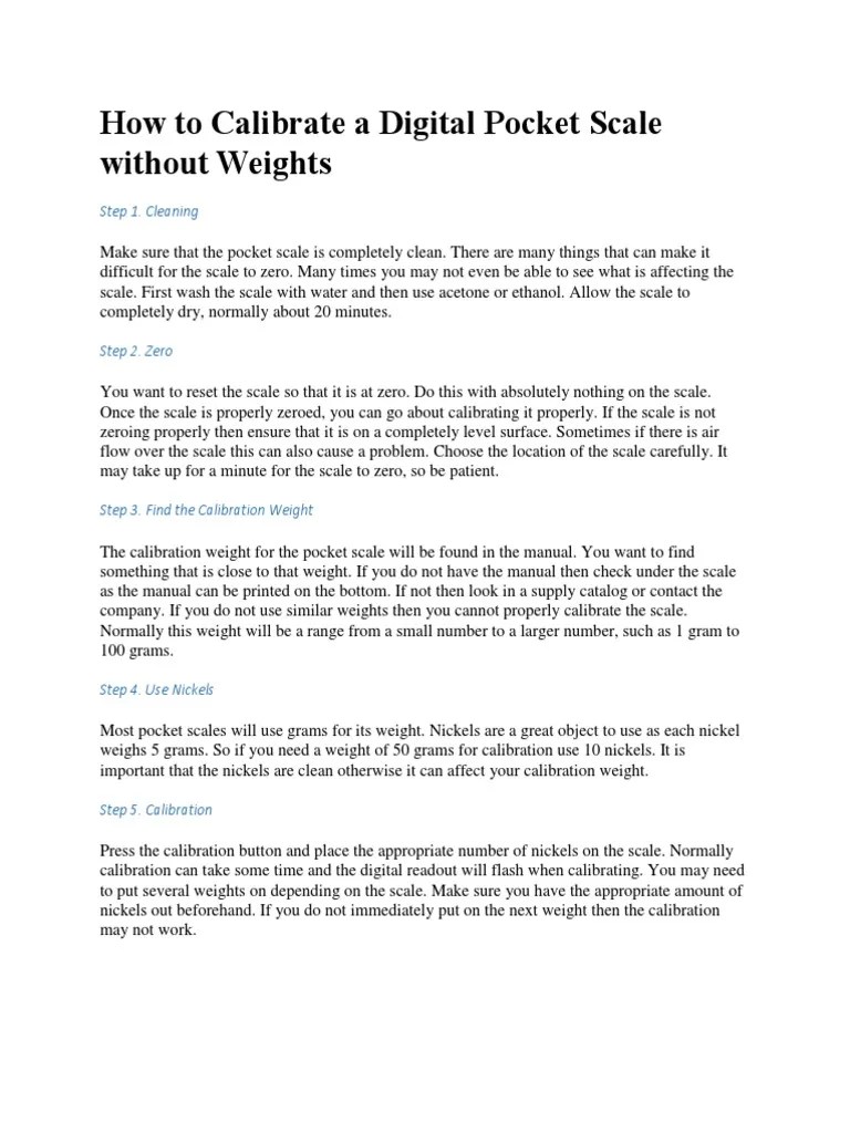 How To Calibrate A Digital Pocket Scale Without Weights Step 1