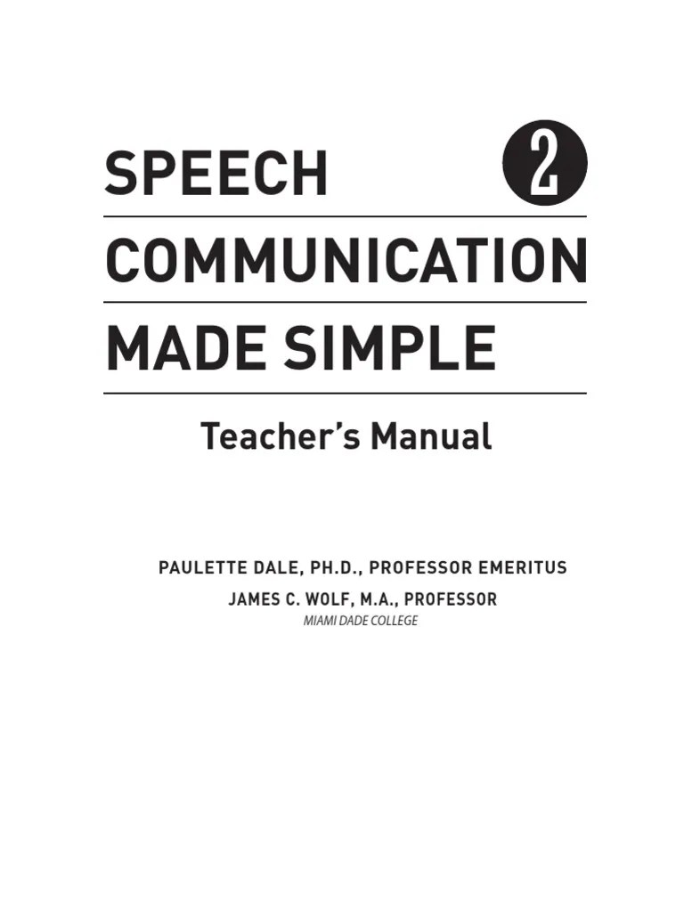 Speech Communication Made Simple Teacher's Manual PDF Rubric
