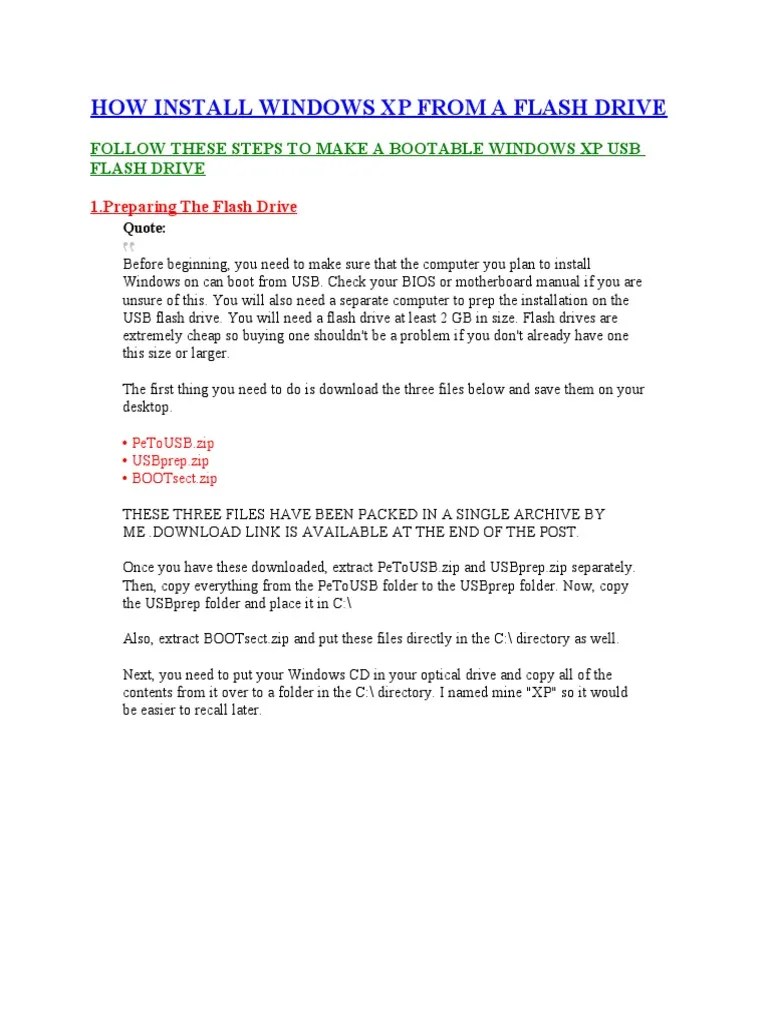 HOW INSTALL WINDOWS XP FROM A FLASH DRIVEby Fahdn48 PDF Microsoft