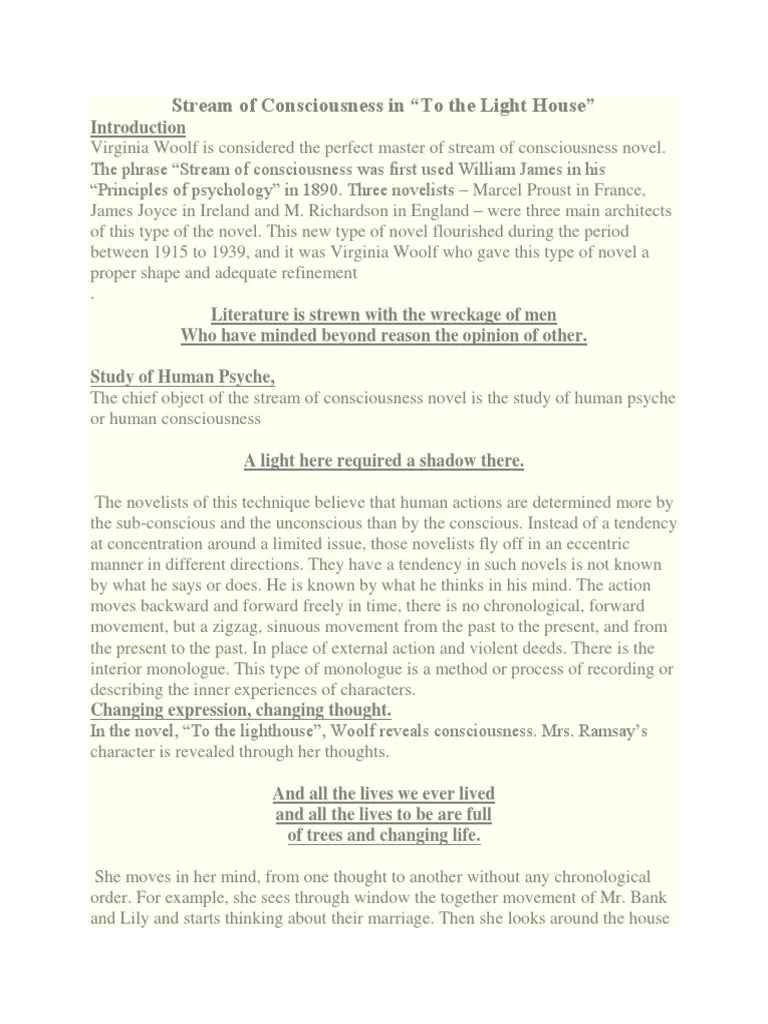 Stream of Consciousness in PDF PDF To The Lighthouse