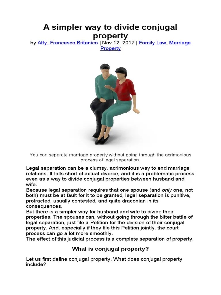 A Simpler Way To Divide Conjugal Property Atty. Francesco Britanico