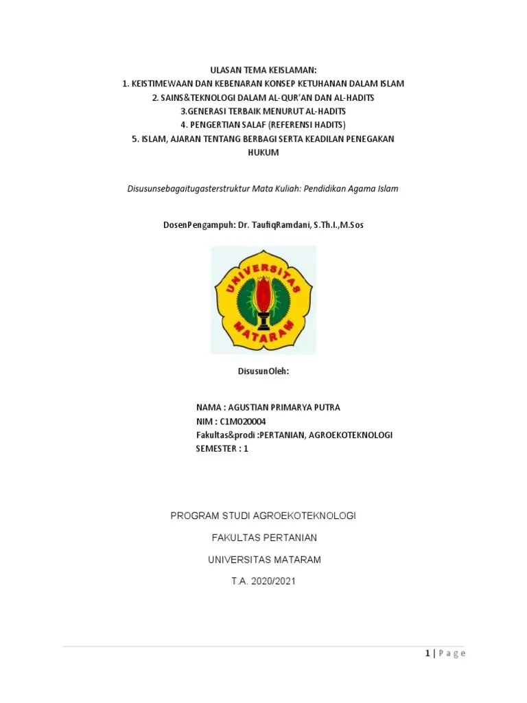 Al-Qur&rsquo;an&amp;Hadist, Generasi Terbaik Dan Salafussalih, Berbagi, Keadilan Dan  Penegakan Hukum Dalam Islam