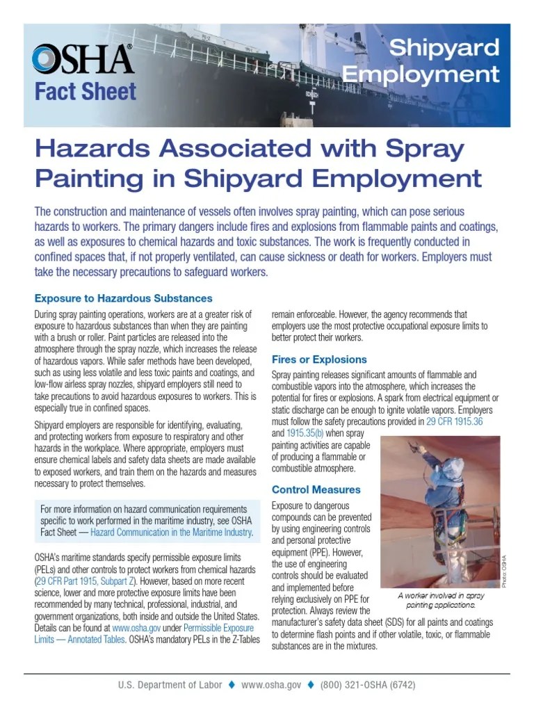 Fact Sheet Hazards Associated With Spray Painting in Shipyard