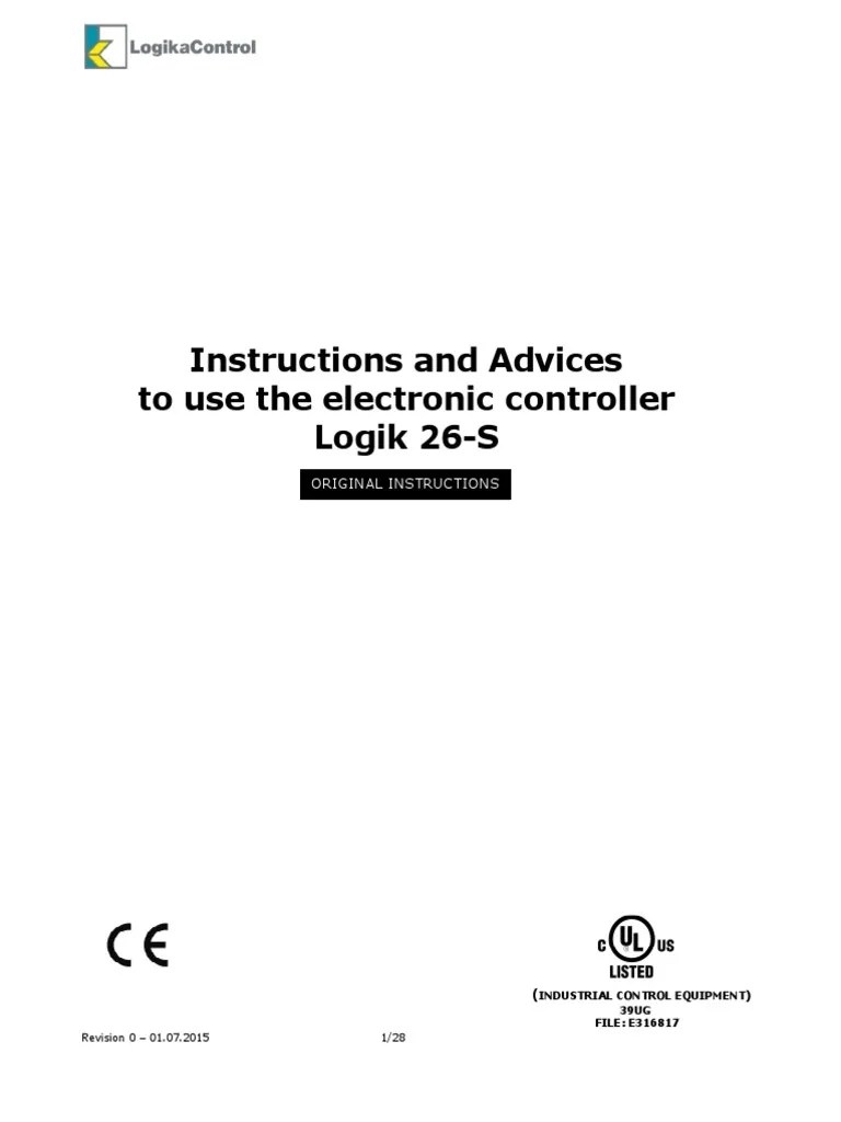 Instructions and Advices To Use The Electronic Controller Logik 26S