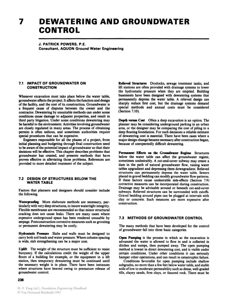 7 Dewatering and Groundwater Control H.Y. Fang (Ed.), Foundation