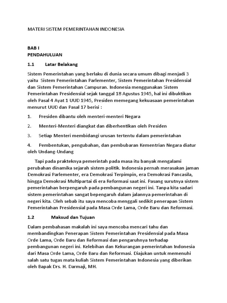 Materi Sistem Pemerintahan Indonesia | PDF