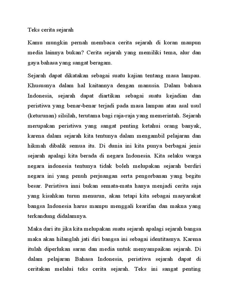 Teks Cerita Sejarah Non Fiksi Adalah