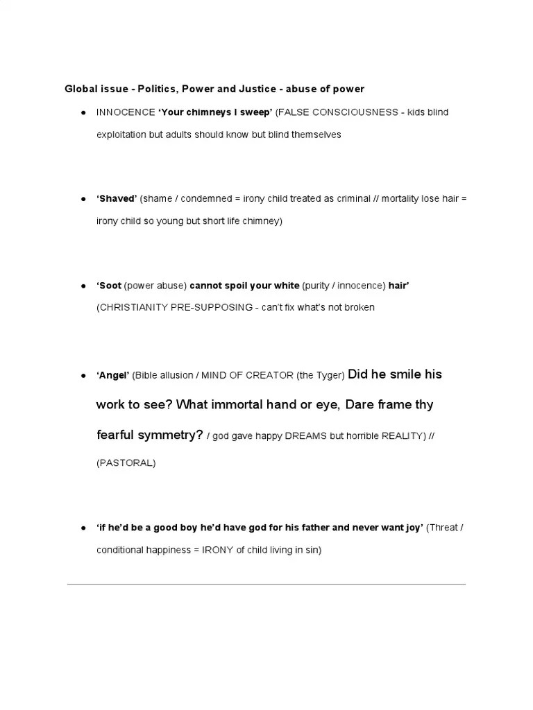 Summative Notes Blake and Global Issue