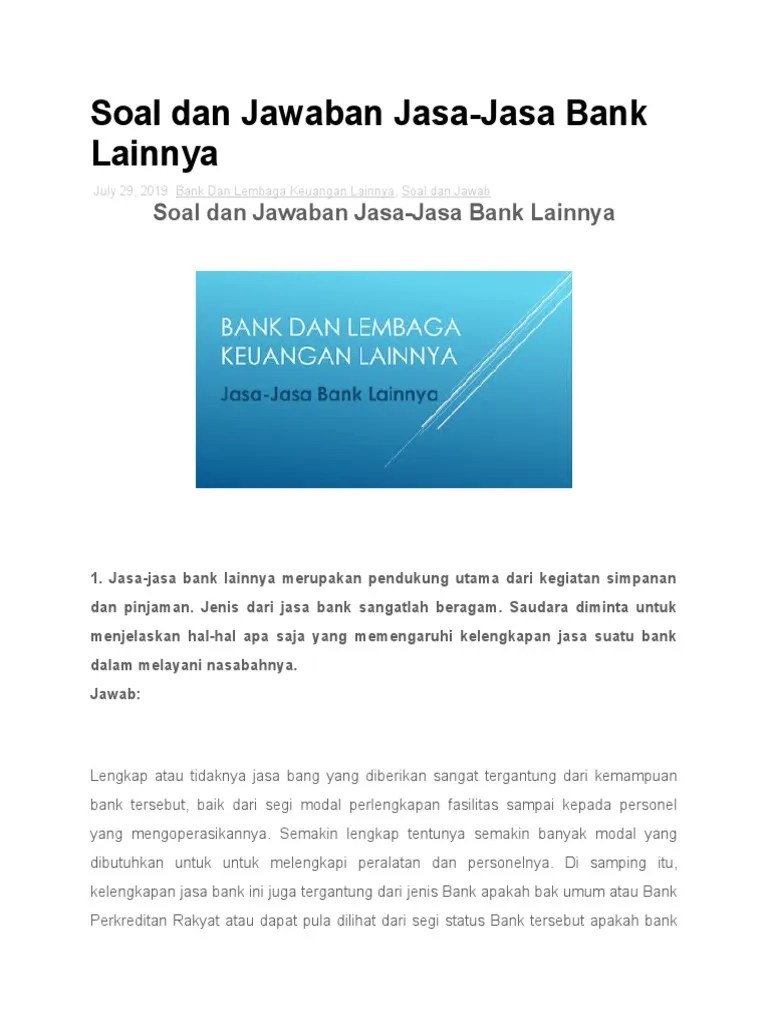 Soal Dan Jawaban Jasa Bank Lain | PDF