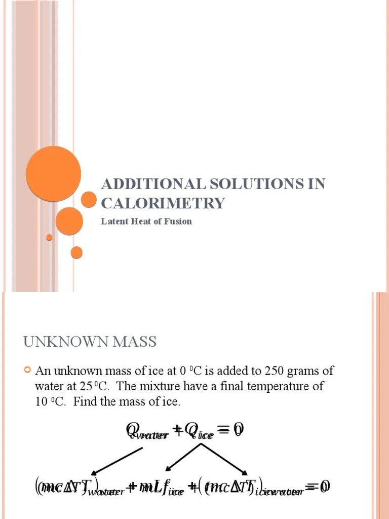 Additional Solutions in Calorimetry Latent Heat of Fusion PDF