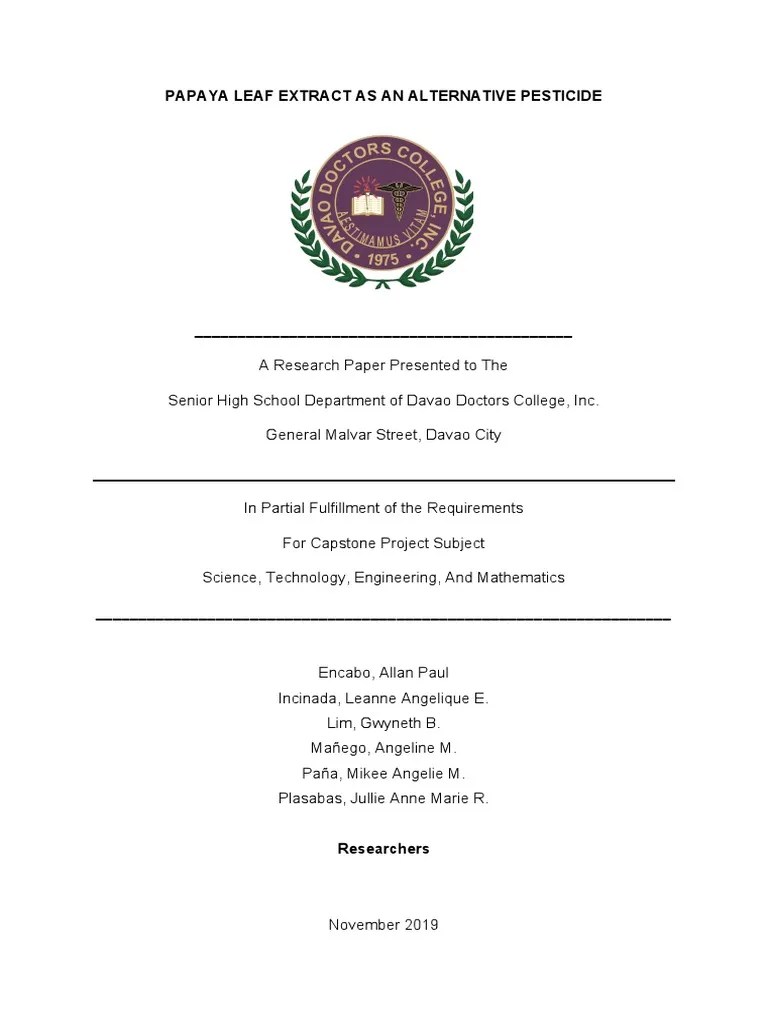 Papaya Leaf Extract As An Alternative Pesticide PDF
