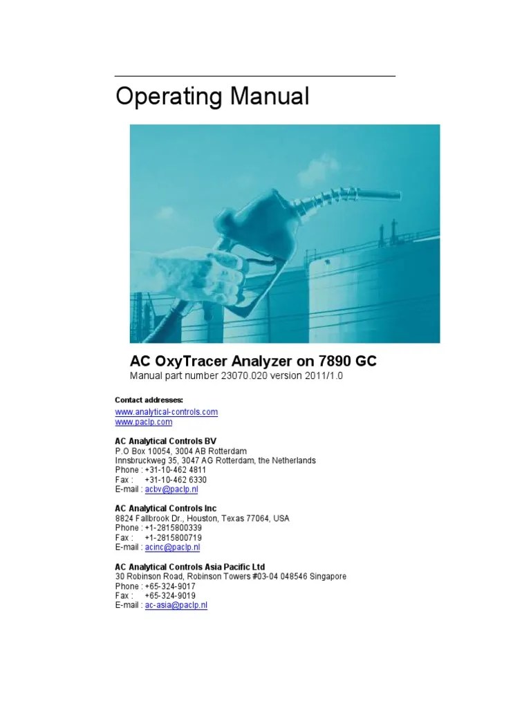Operating Manual Ac Oxytracer Analyzer On 7890 GC PDF Gas Chromatography Chemistry