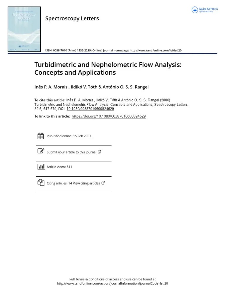 Turbidimetric and Nephelometric Flow Analysis Concepts and Applications