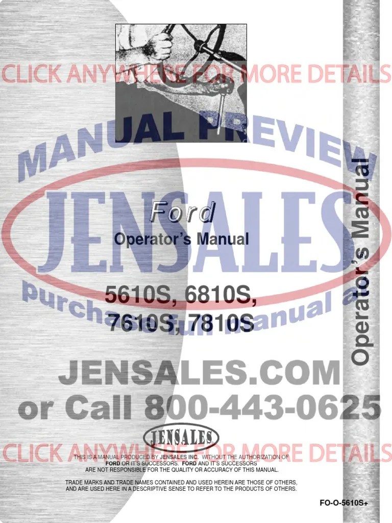 Ford Tractor Operators Manual Fo o 5610s | PDF | Tractor | Land Vehicles