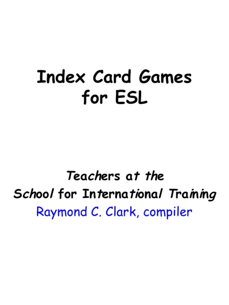 Index Card Games PDF Adjective Linguistics