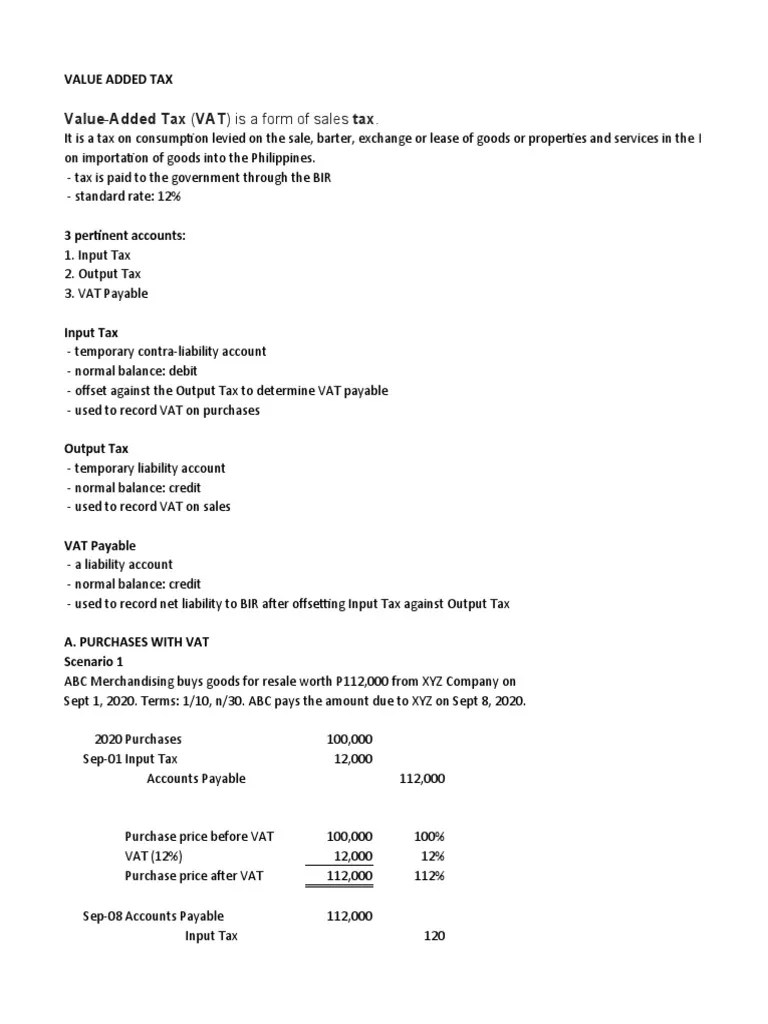 ValueAdded Tax (VAT) Is A Form of Sales Tax PDF Value Added Tax