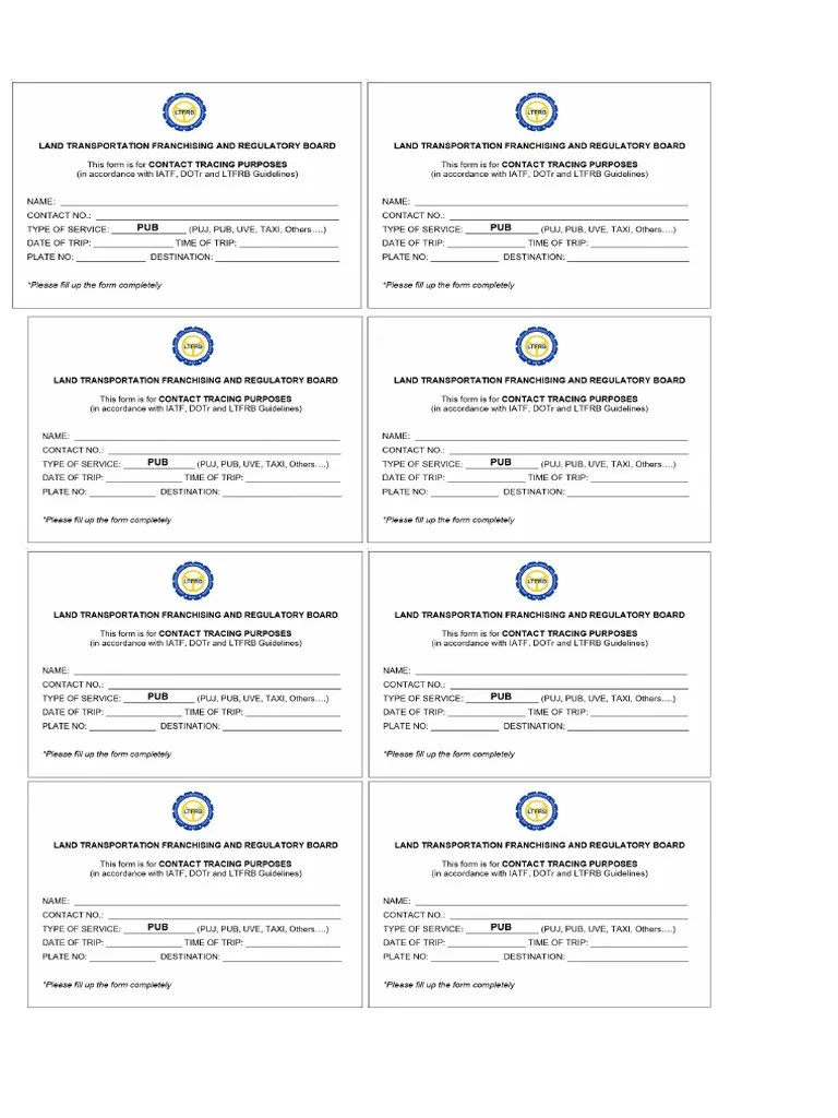 Contact Tracing Form PDF