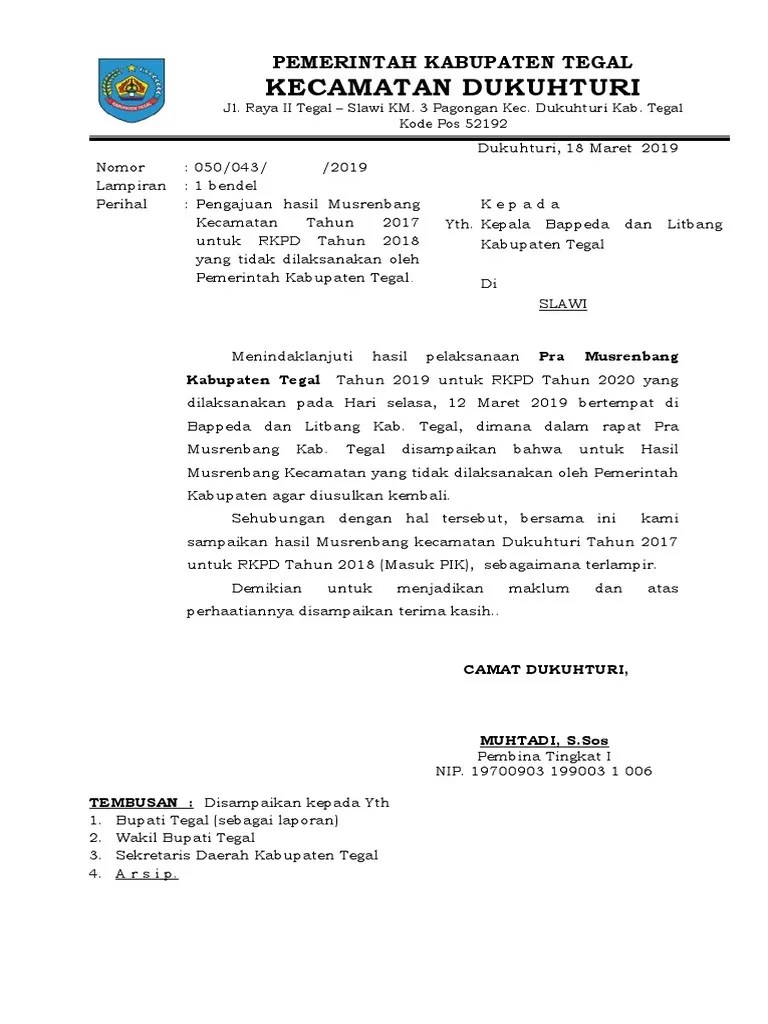 Surat Usulan Musrenbang Yang Tidak Terealisasi 2019 | PDF