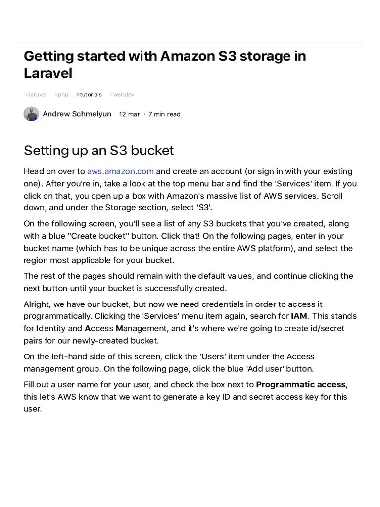 Getting Started With Amazon S3 Storage in Laravel DEV PDF PDF