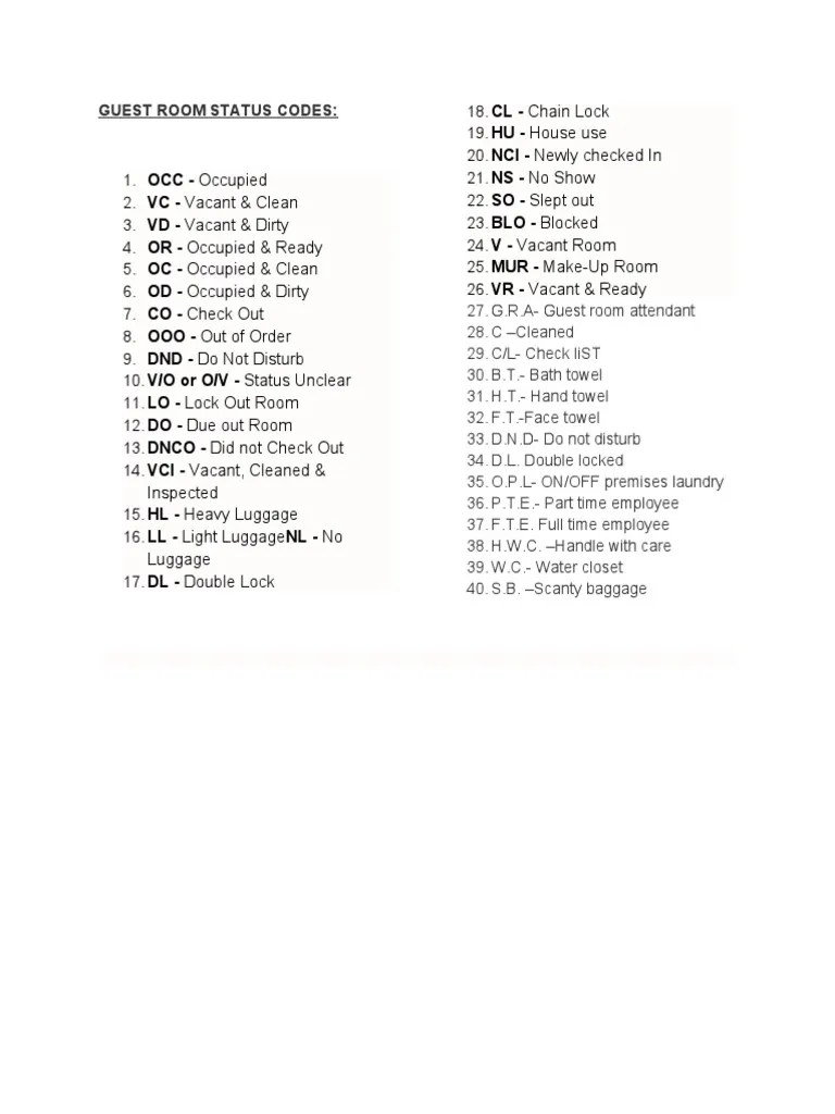 HOUSEKEEPING CODES Final PDF