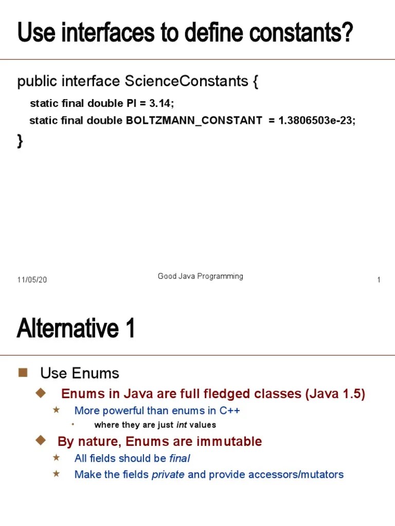 Use Interfaces To Define Constants? Public Interface Scienceconstants