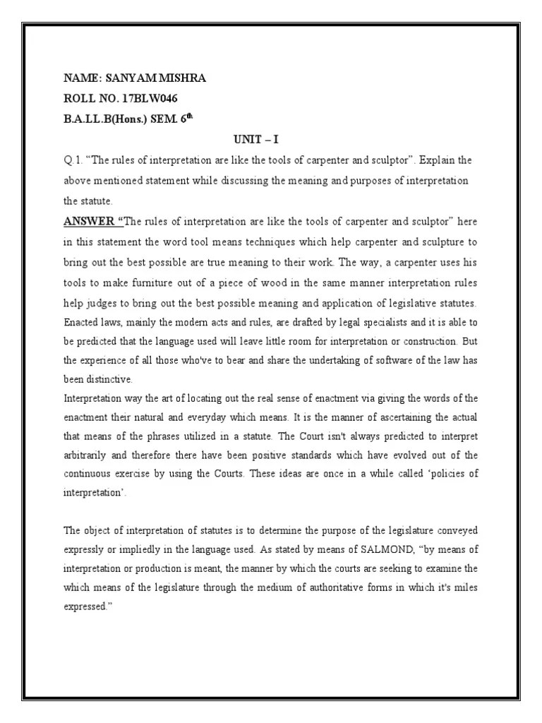 Interpretation of Statutes PDF Plain Meaning Rule Statutory