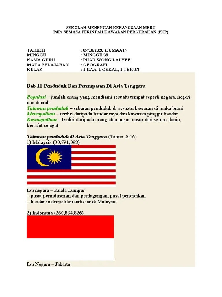 Bab 11 Penduduk Dan Petempatan Di Asia Tenggara | PDF