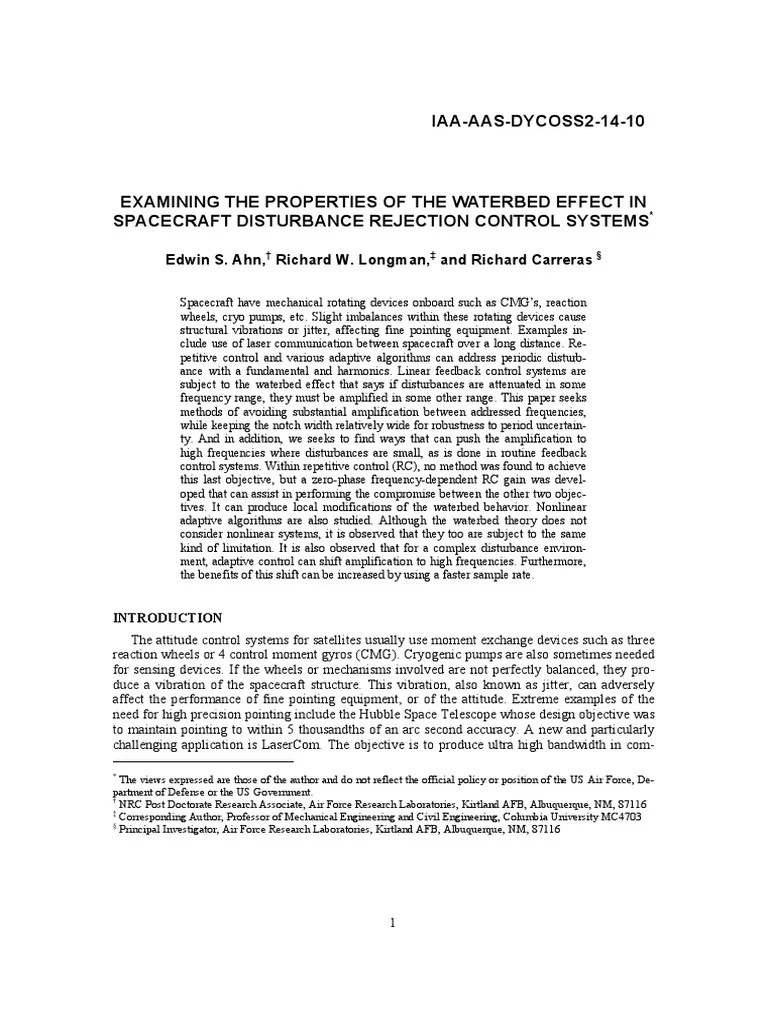 2010 Ahn&Longman EXAMINING THE PROPERTIES OF THE WATERBED EFFECT IN SPACECRAFT DISTURBANCE