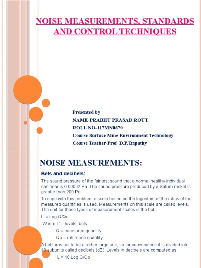 Noise Measurements, Standards and Control Techniques PDF Noise