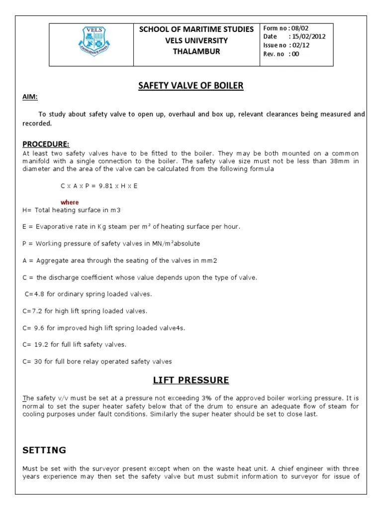 Boiler Safety Valve | PDF | Valve | Boiler