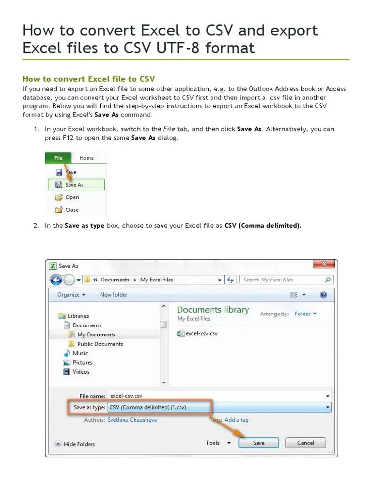 How To Convert Excel To CSV and Export Excel Files To CSV UTF PDF