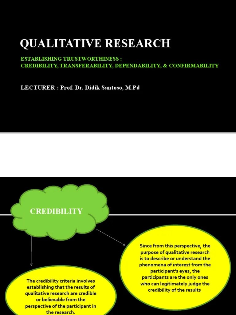 Qualitative Research LECTURER Prof. Dr. Didik Santoso, M.PD PDF Credibility Qualitative