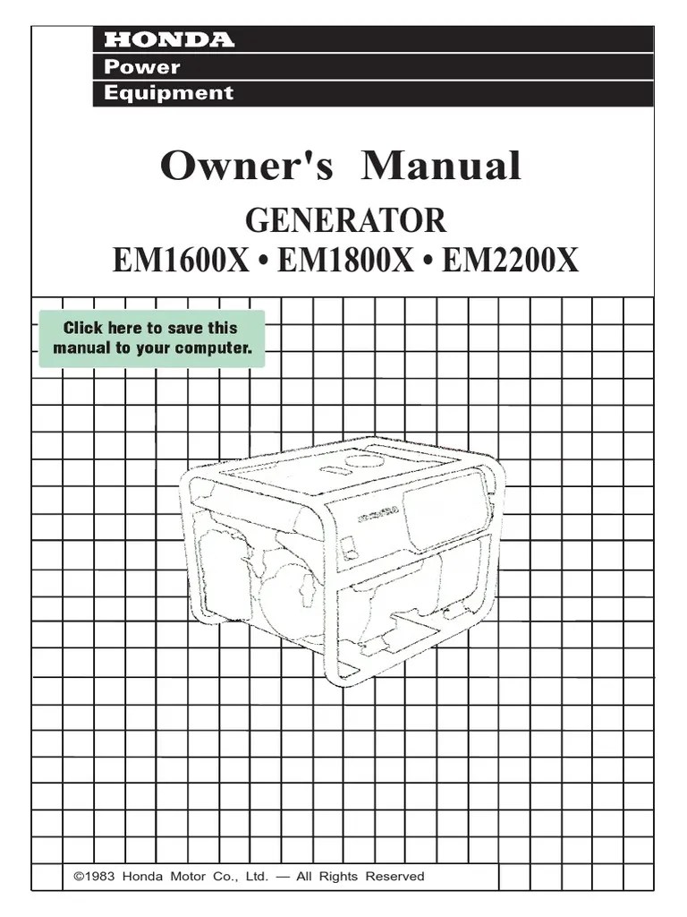 HONDA - EM2200X Generator Manual PDF | PDF | Carburetor | Motor Oil