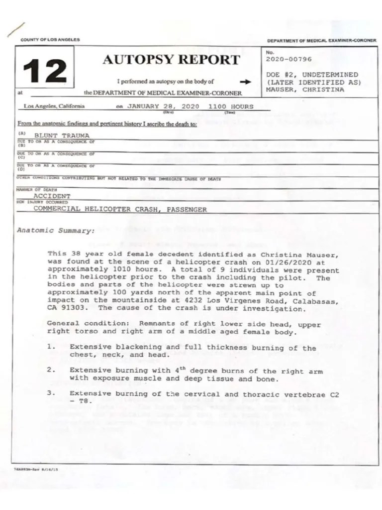Christina Mauser Autopsy Report PDF
