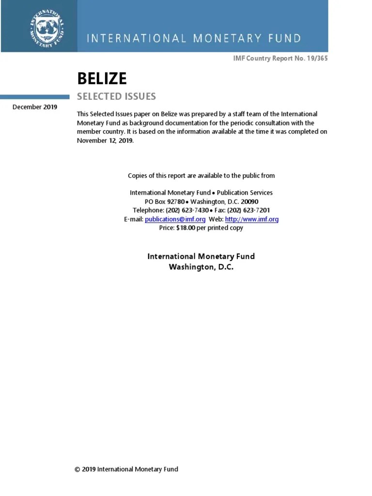 Belize Selected Issues PDF Taxes Tourism