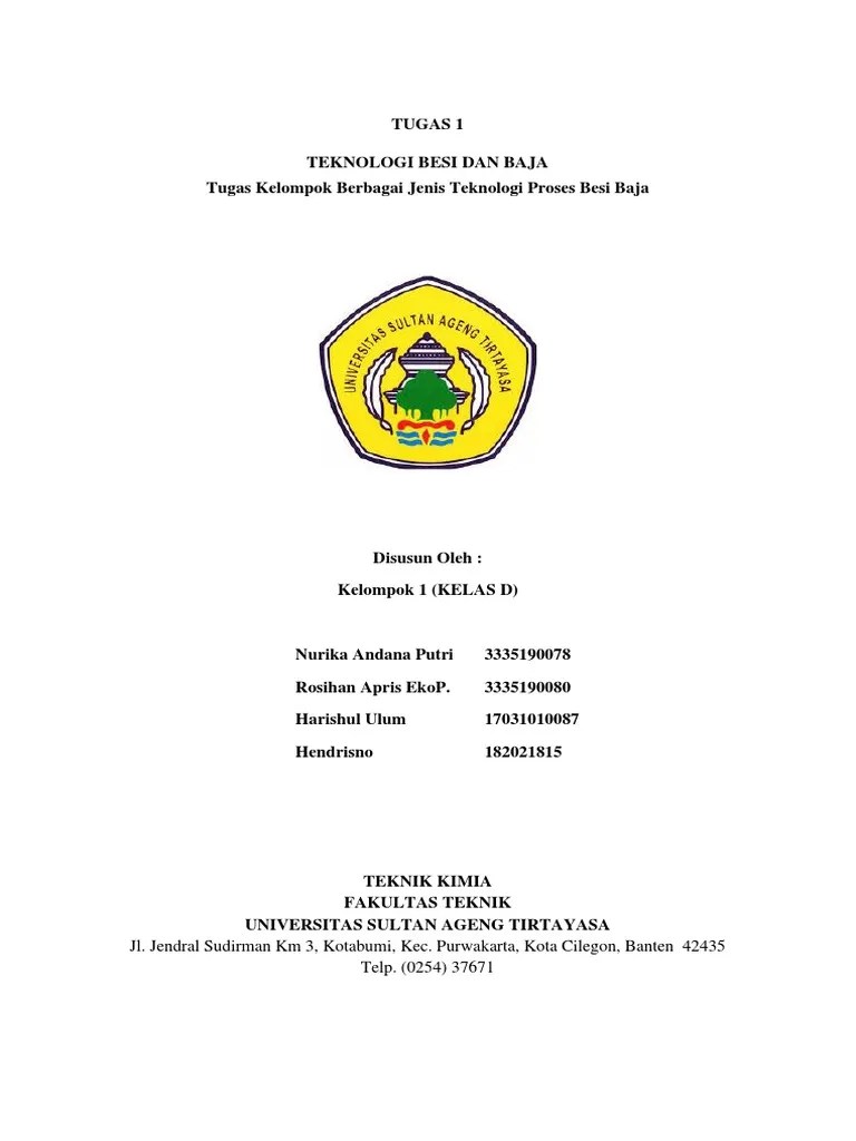 Tugas 1TBB - Makalah Teknologi Pembuatan Besi Dan Baja Kel. 1 Kelas D | PDF
