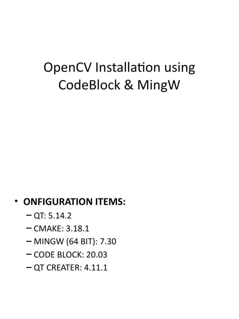 OpenCV With MingW & CodeBlock PDF Computer Architecture Computer Programming