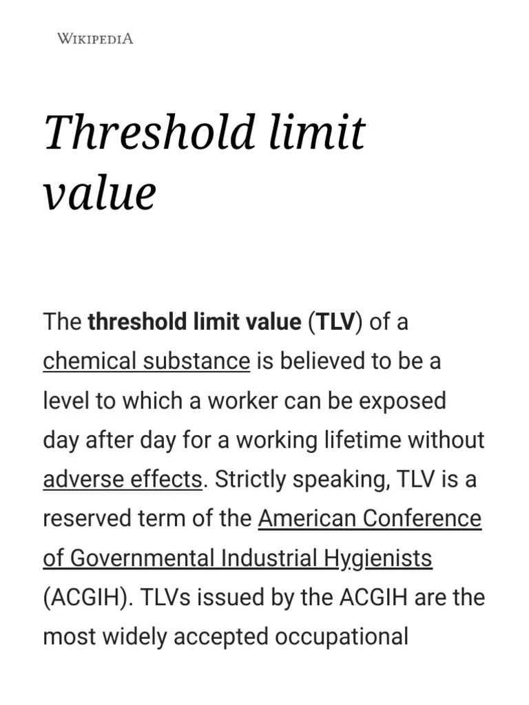 Threshold Limit Value Wikipedia PDF PDF Prevention Public Health