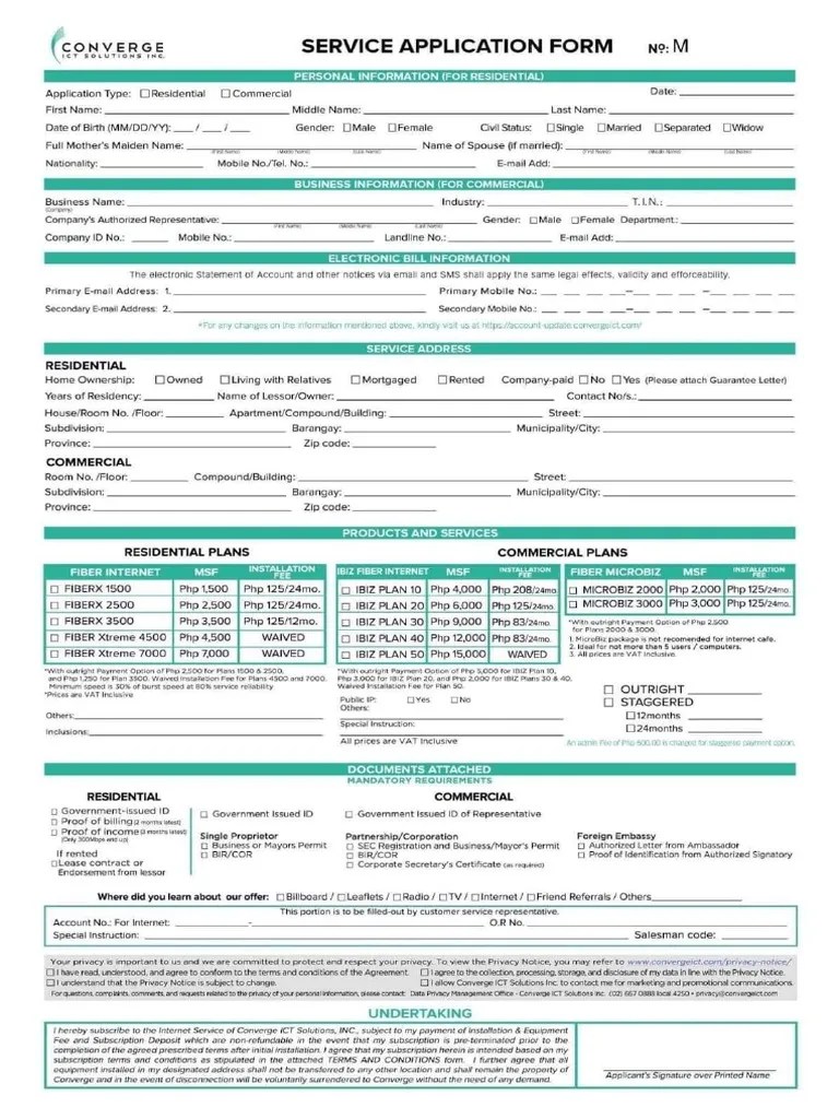 Converge Application Form PDF