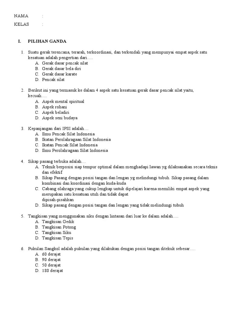 Soal Pencak Silat | PDF