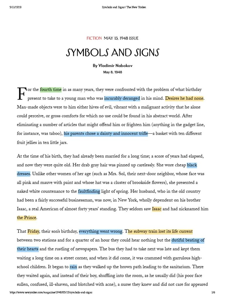 Symbols and Signs Nabokov PDF