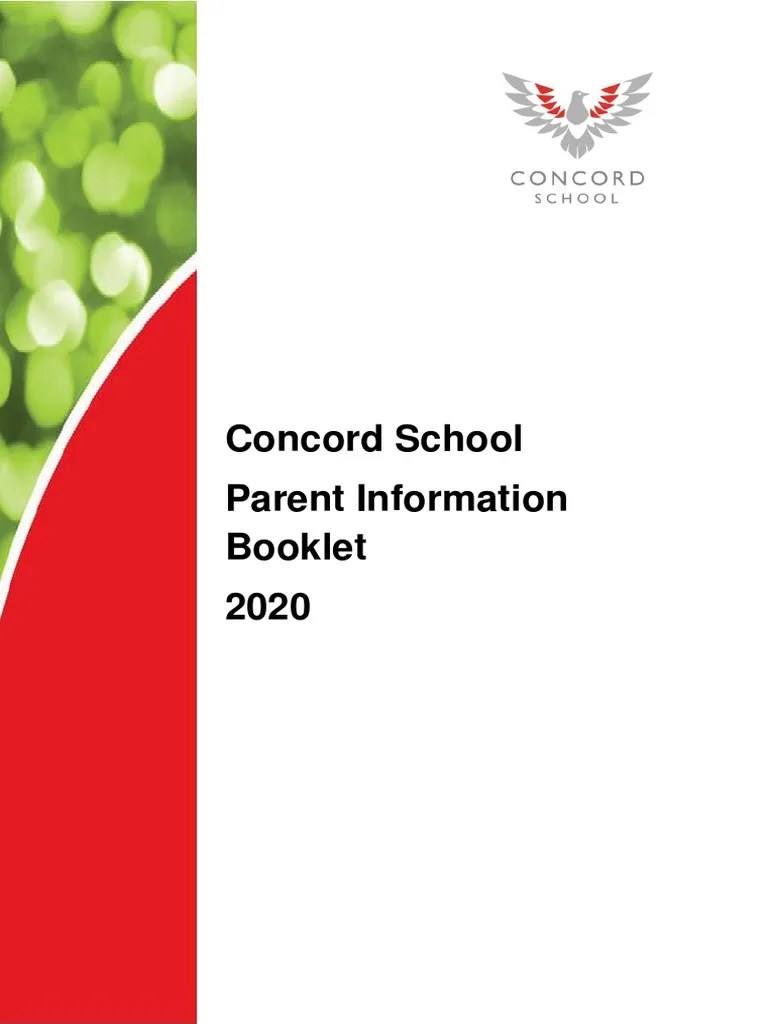 Concord School Parent Information Booklet 2020 PDF Schools Teachers